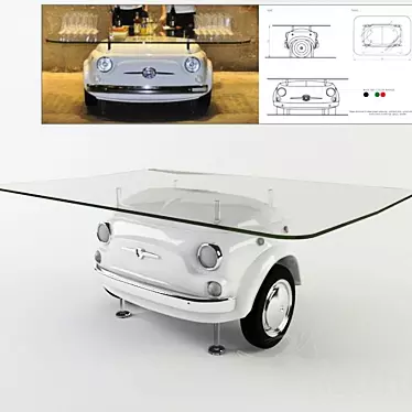 Fiat500 Picnic Table: Compact, Stylish, Versatile 3D model image 1 