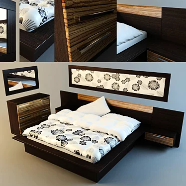 Milan-inspired Modern Bed & Dresser 3D model image 1 