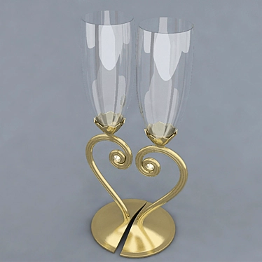Heart-shaped Wedding Wine Glasses 3D model image 1 