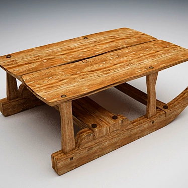 Wooden Sled Coffee Table 3D model image 1 
