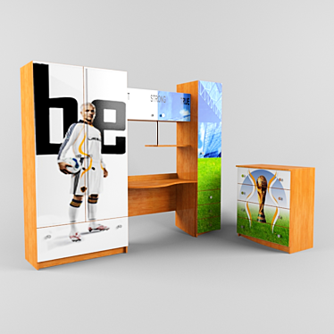 Modern Wall and Dresser Set 3D model image 1 