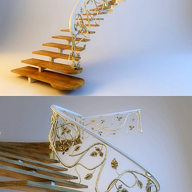 Versatile Art Nouveau Stairs 3D model image 1 