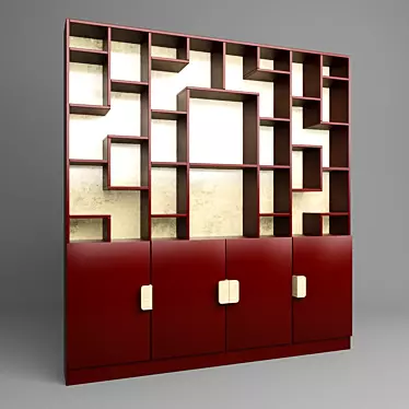 Elegant Venge Wood Bar Cabinet 3D model image 1 