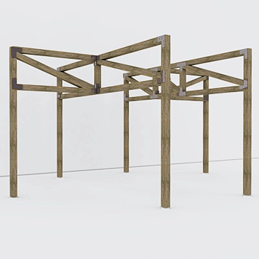 Title: Antique Wood Decorative Roof Truss 3D model image 1 