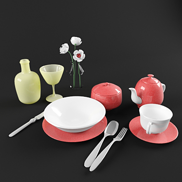 Elegant Kitchenware Set 3D model image 1 