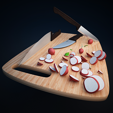 Radish Slicer: Knife and Cutting Board 3D model image 1 
