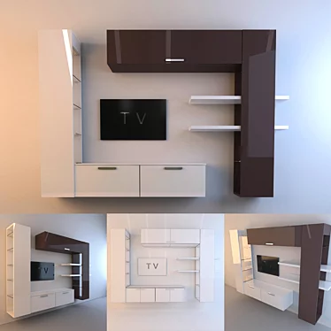 Modern Wall TV Unit 3D model image 1 