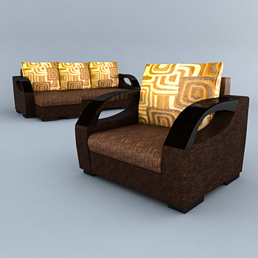 Modern Corner Sofa and Armchair Set 3D model image 1 