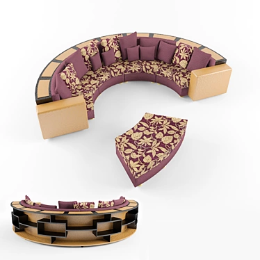 Radial Sofa with Cushions and Back Shelves 3D model image 1 