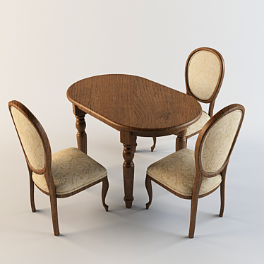 Sleek Dining Set: Table + Chairs 3D model image 1 