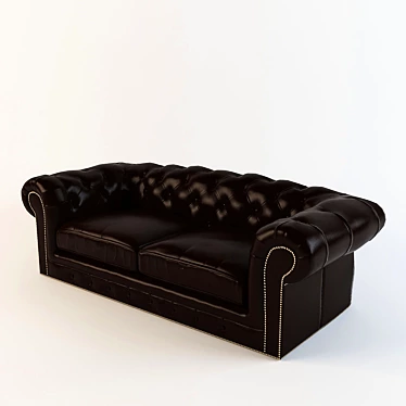 Premium Leather Sofa with Intricate Stitching 3D model image 1 