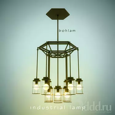 Vintage Industrial Desk Lamp 3D model image 1 