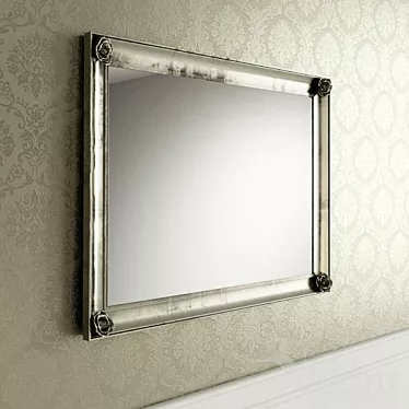 Elegant Rose Metal Frame Mirror 3D model image 1 