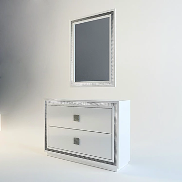 Glamorous Mirror-Embellished Lacquered Dresser 3D model image 1 