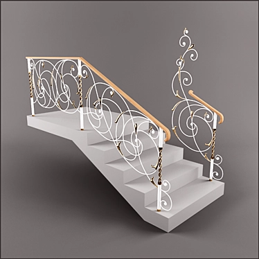 Title: Gilded Metal Staircase Railing 3D model image 1 