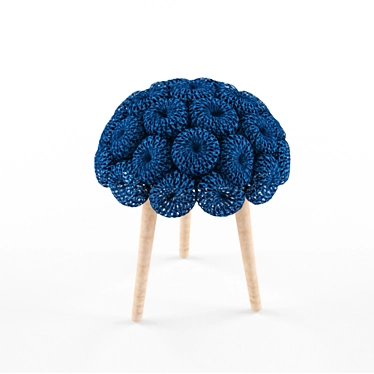 Cozy Knit Stool with Ash Legs 3D model image 1 