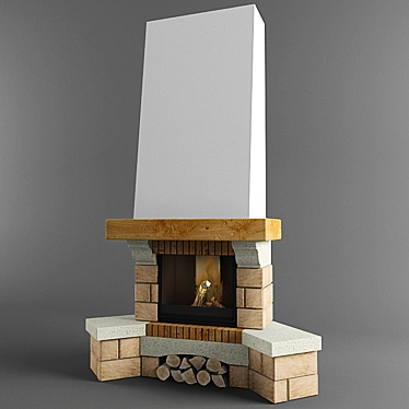 Rustic Corner Fireplace: Galaxie 3D model image 1 