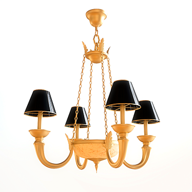 Golden Black Shade Classic Chandelier 3D model image 1 