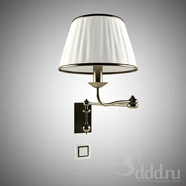 Brass Wall Light with Textured Fabric 3D model image 1 