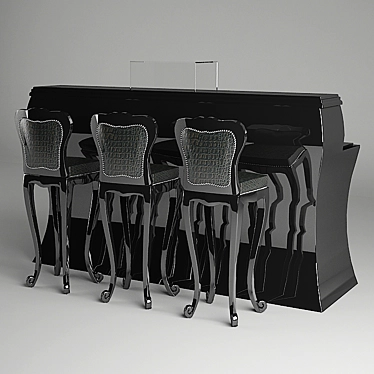 Title: Italian Bar Counter with Stools 3D model image 1 