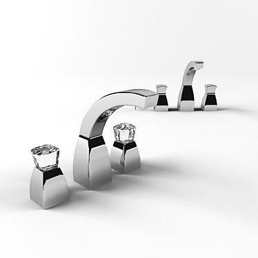 Square Exclusive Triple Hole Washbasin Faucet 3D model image 1 
