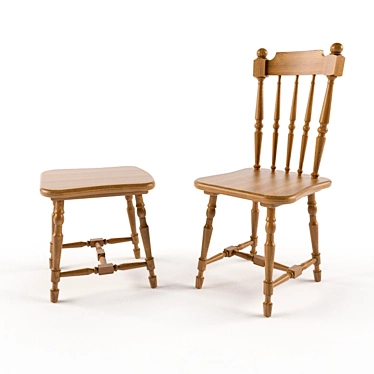Customized Chair + Stool Set 3D model image 1 