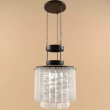 Elegant White Glass and Metal Chandelier 3D model image 1 