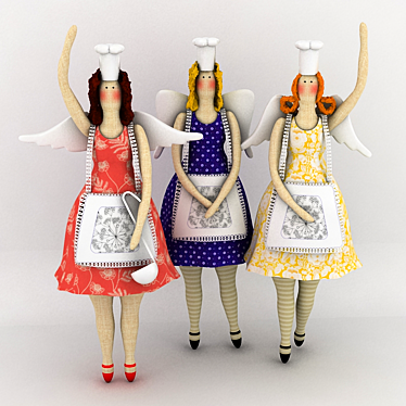 Tilda Chef Doll Trio 3D model image 1 