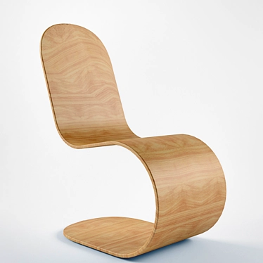 Title: Curved Plywood Chair: Sleek & Stylish 3D model image 1 