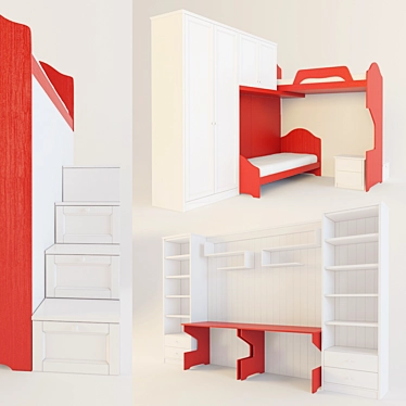 Callesella Cameretta Kids Furniture Set 3D model image 1 