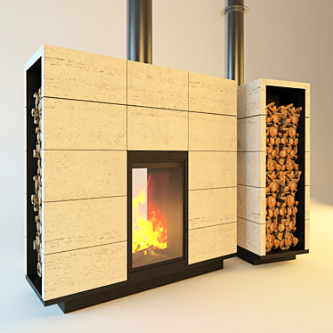 Stone Panel Fireplace 3D model image 1 