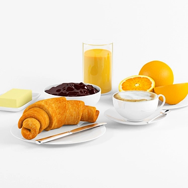 Delicious French Breakfast Ensemble 3D model image 1 