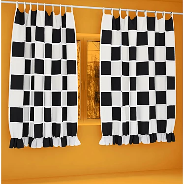 Modern Floral Print Curtains 3D model image 1 