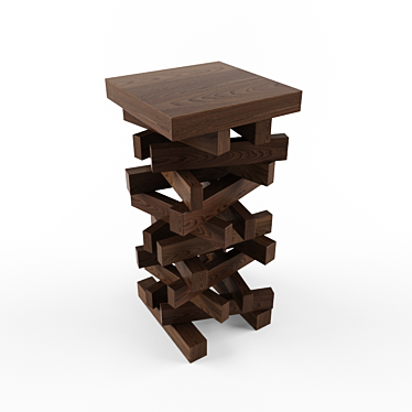 Rustic Wooden Bar Stool 3D model image 1 
