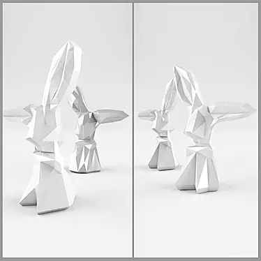 Symmetrical and Simplistic Hare Decor 3D model image 1 
