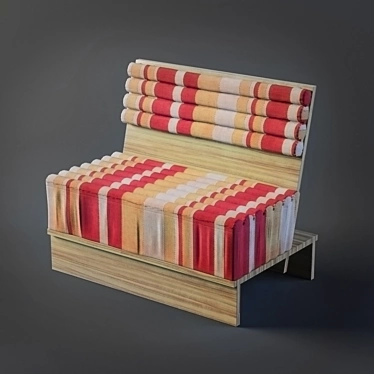 Striped Fabric Wood Sofa 3D model image 1 