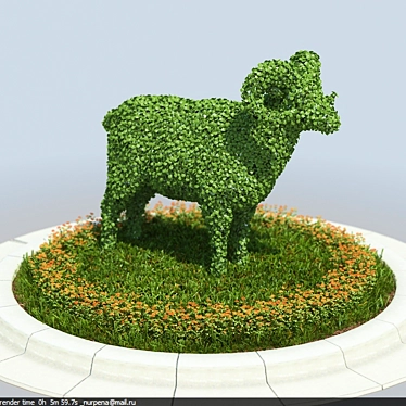 Nature's Haven: Bushy Animal Shrub 3D model image 1 