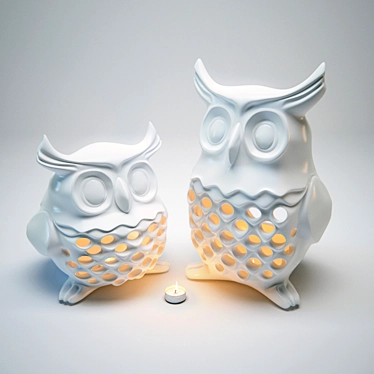 Whimsical Owl Candle Holder 3D model image 1 