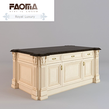 Royal Luxury Kitchen Island: Italian Elegance 3D model image 1 