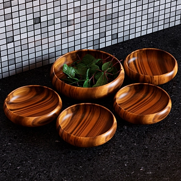 Salad Served in Wooden Utensils 3D model image 1 