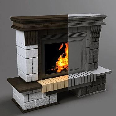Authentic Photo-Modeled Fireplace 3D model image 1 
