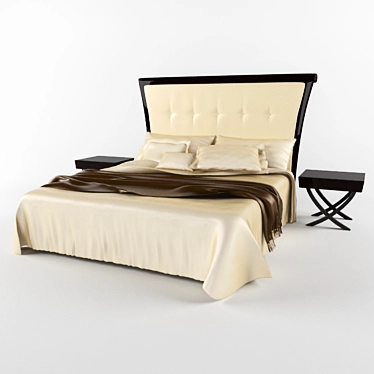 Luxury Bed & Nightstand Set 3D model image 1 