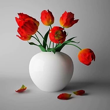 Blossoming Beauty: Vibrant Tulip Bouquet 3D model image 1 