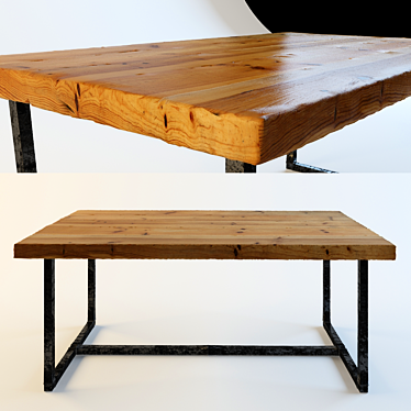 Rustic Beam Table 3D model image 1 