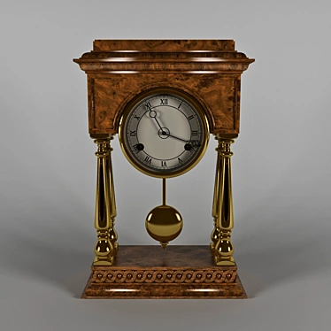 Classic Table Clock with Pendulum 3D model image 1 