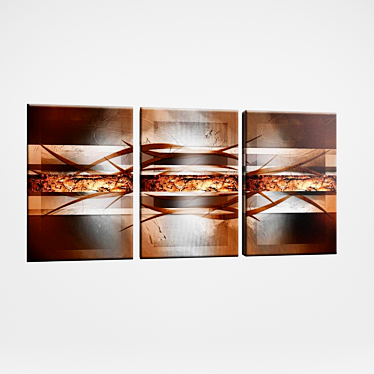 Brown Triptych Paintings 3D model image 1 