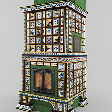 Traditionally Crafted Tiled Stove 3D model image 1 