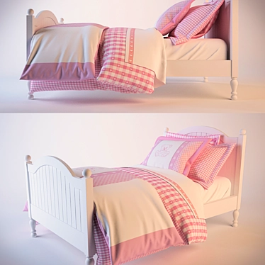 Pink Linen Catalina Bed Trundle 3D model image 1 