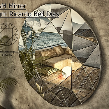 Handcrafted Designer Mirror by Ricardo Bello 3D model image 1 