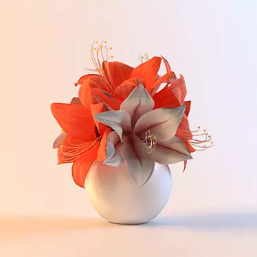 Elegant Amaryllis Bouquet 3D model image 1 